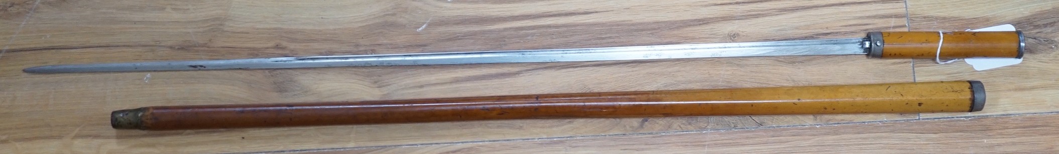 A late 19th century malacca swordstick, 90cm